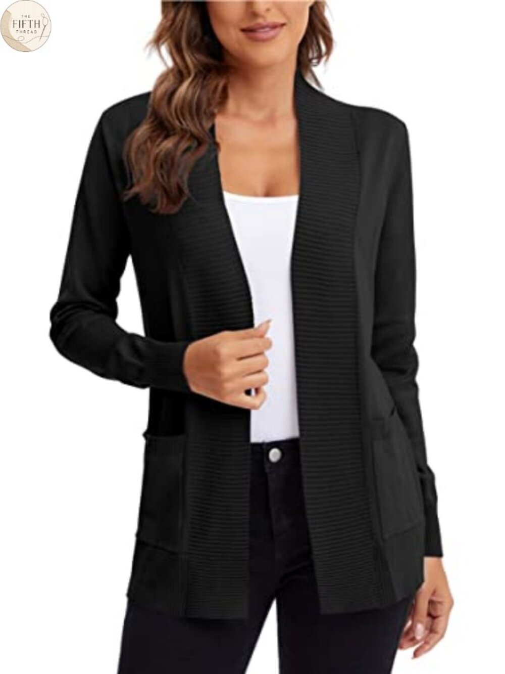 Lightweight Open Front Knit Cardigan Sweater with Pockets